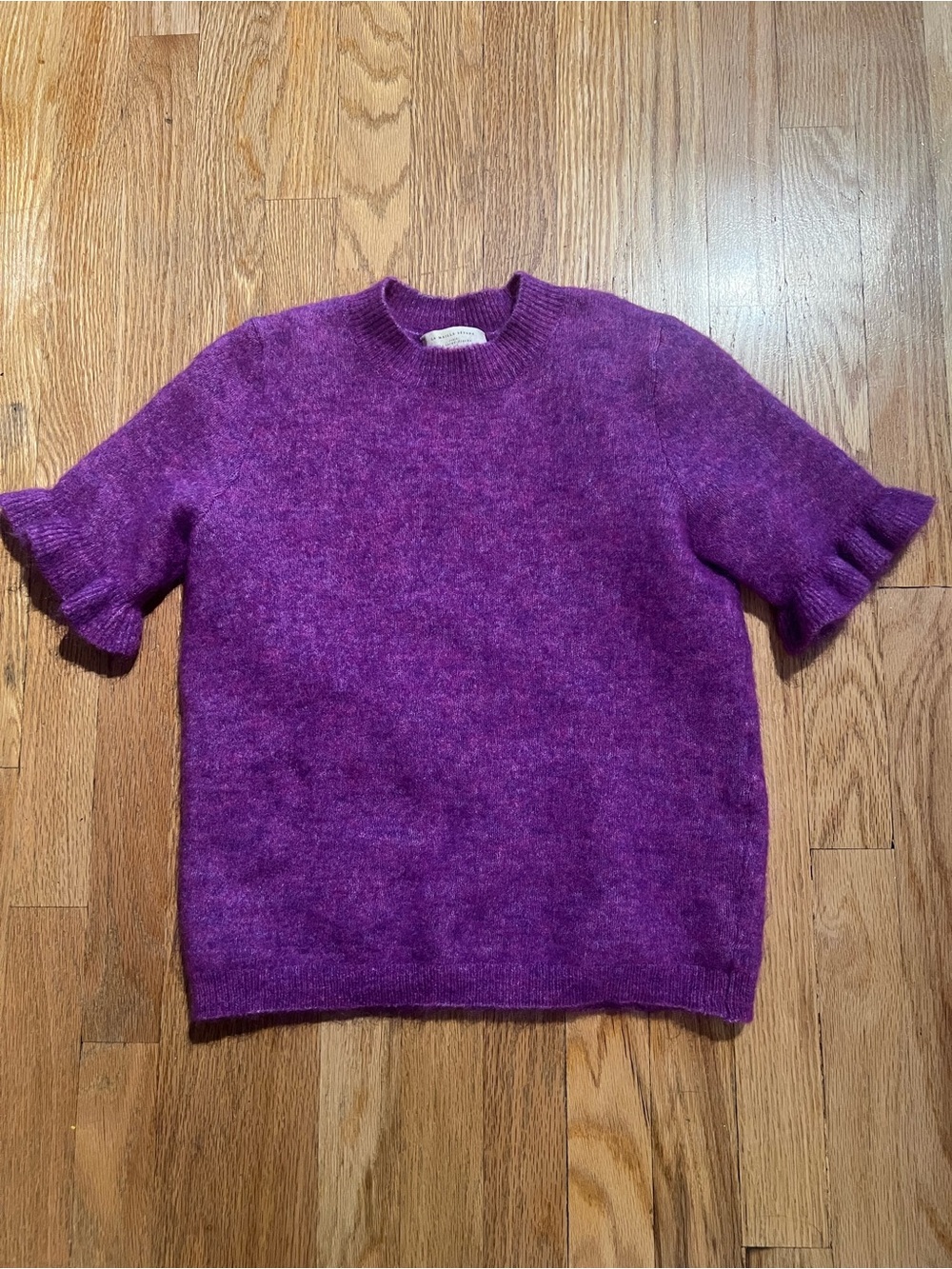 Sézane Mindy Jumper – XS – Vibrant Purple – Ruffle Sleeve Knit
